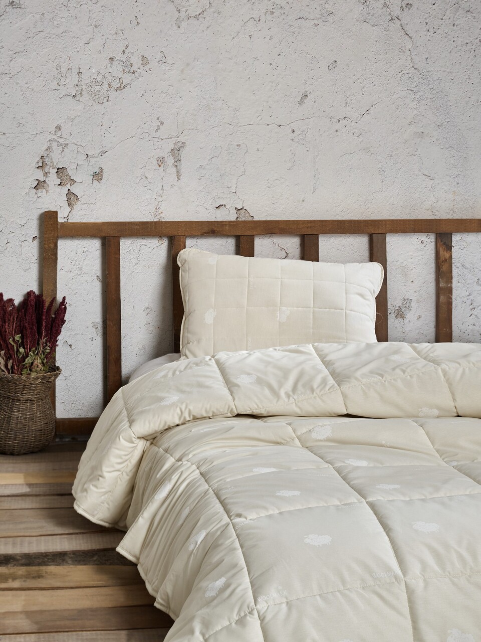 Pilota matlasata Double, 195x215 cm, 100% bumbac, 300 gr/mp, Cotton Box, Yun, ecru - imagine 3